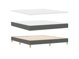 Cama Bospring Com Colchão Cinza Escuro De Tecido Vidaxl Cinzento