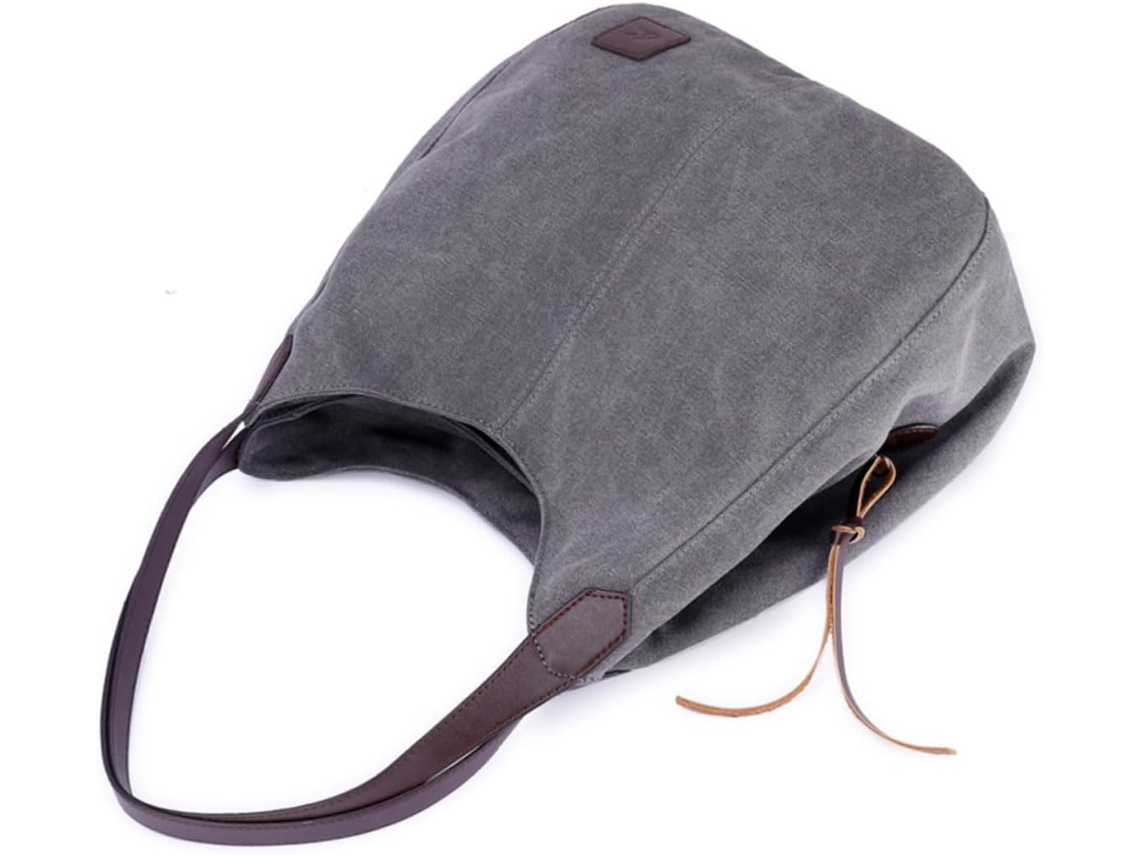 Bolsa De Lona Vintage Feminina, Bolsa De Ombro Casual Estilo Múmia Com Alça De Couro Sintético E
