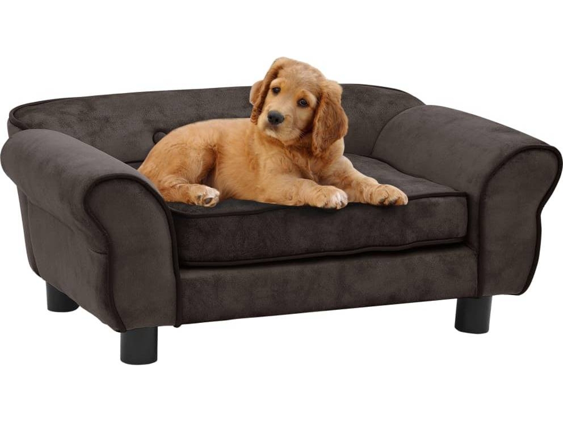 vidaXL Sofá para cães 72x45x30 cm pelúcia castanho Worten.pt