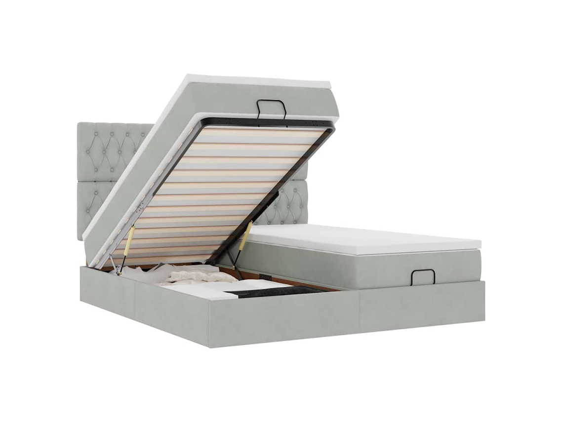 Ottoman Bed, Ottoman Beds Vidaxl Cinzeto Veludo (200 X 200 Cm)