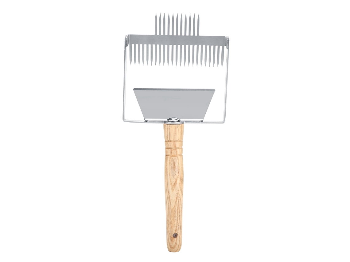 Raspador de Abelha de Aço Inoxidável com Cabo de Madeira Ferramenta Apicultura Uncapping Fork S/MARCA