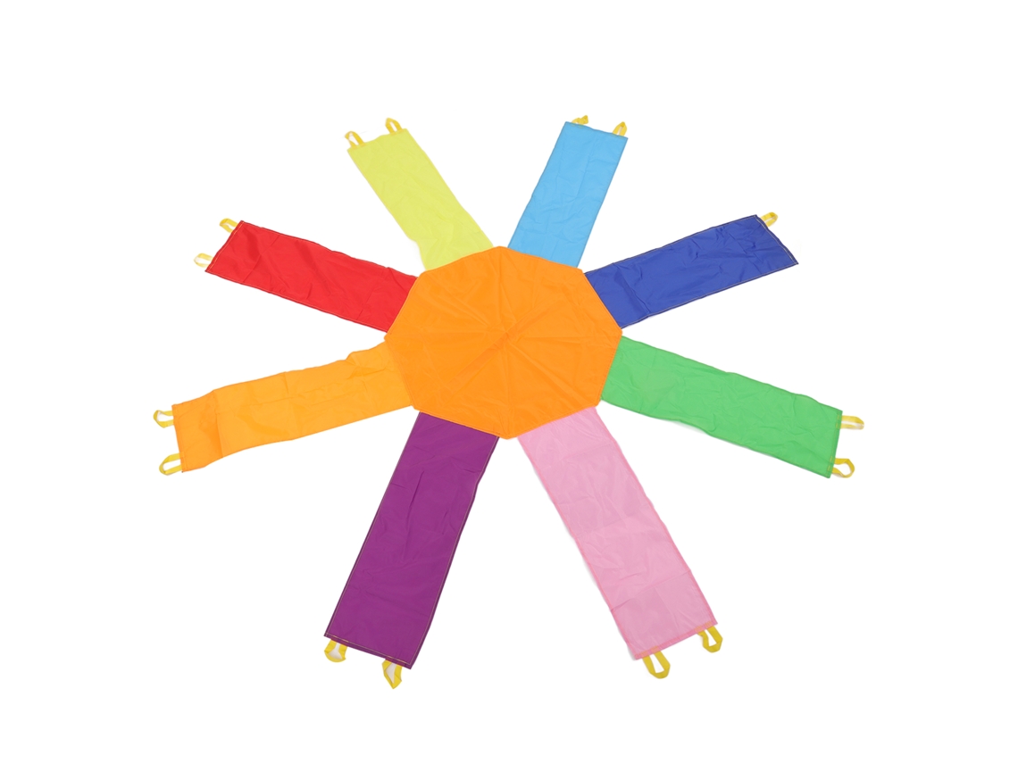 Walshlxq paraguas Octagonal Arcoíris para Juegos Infantiles Con 16 Mangoes 2.4m/7.9ft Entrenamiento Sensorial Jardín de Infantes
