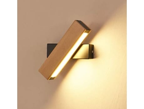Candeeiro GOECO de Parede Interna de Madeira Luz Led Rotativa de 360 21x4cm