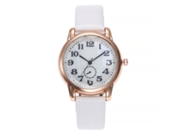 Relógio Feminino Vansvar Pulseira Pu Slim Números Árabes Quartzo (branco)