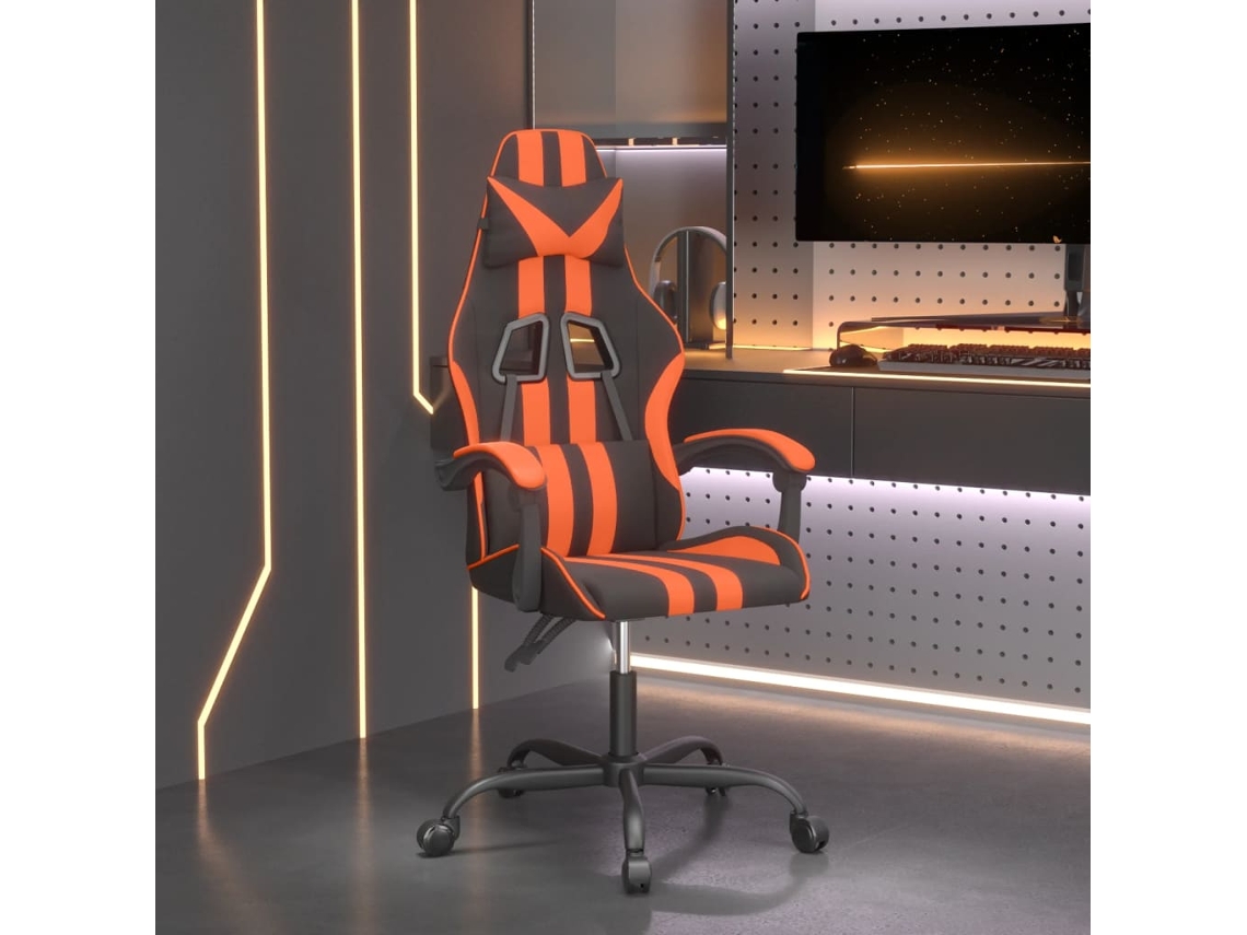 Vidaxl Cadeira Gaming Couro Artificial Preto E Laranja
