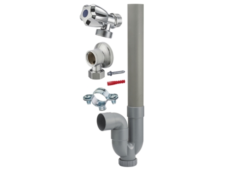 01 Kit Máquina de Lavar Sifão + Luz de Parede + Torneira Padrão + Fixação QUICK PLOMBERIE
