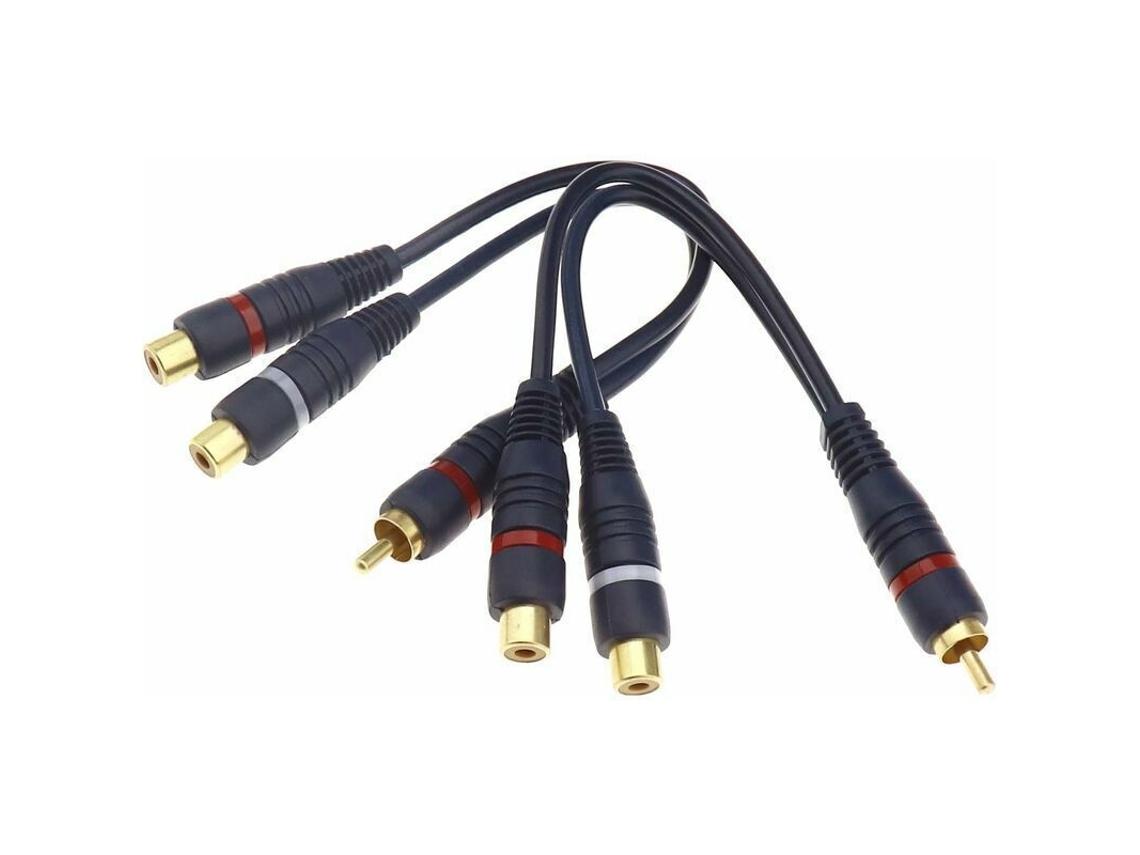 Cabo Divisor Duplo De 20 Cm Com 1 Conector Rca Macho Para 2 Conectores Fêmea(plugue Fonográfico), Cabo De Áudio Av Com Duas Cabeças