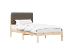 Estrutura de Cama com Cabeceira Estofada Cinzento acastanhado VIDAXL