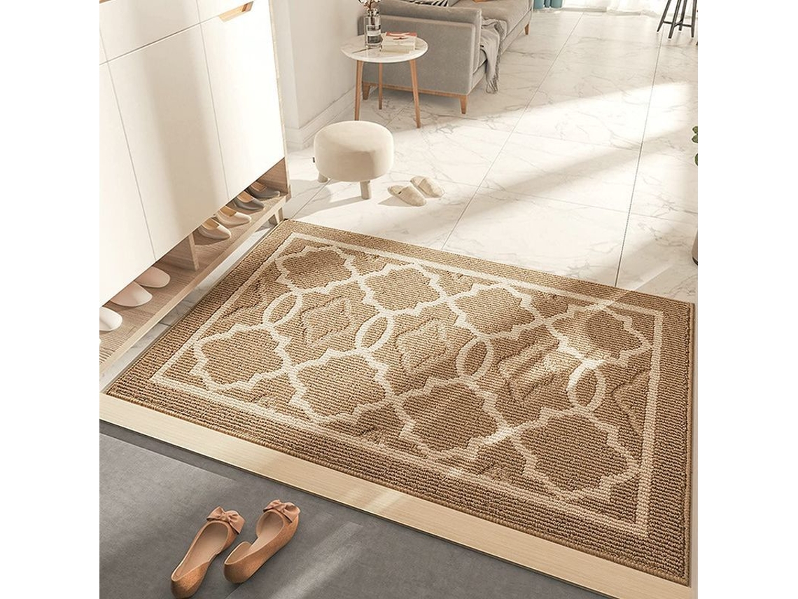 Tapete de Entrada Nova Line, Anti derrapante, Lavável, 50x80cm, Cachi | S/MARCA
