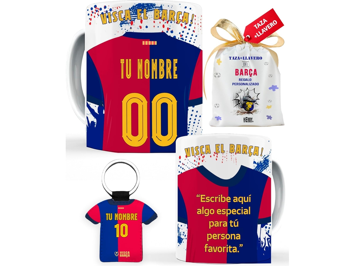 Herby Caneca De Cerâmica Do Barcelona Com Chaveiro, Nome E Número 325ml