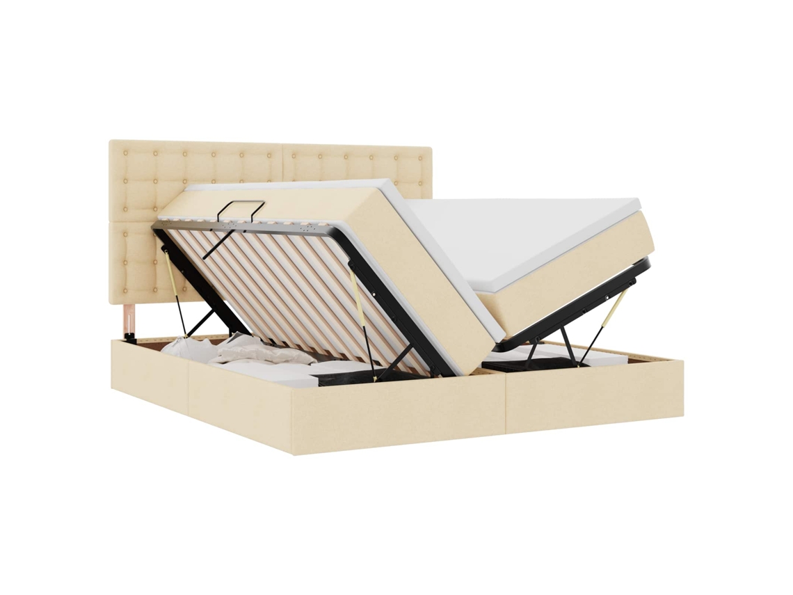 Cama de Armazenamento Led com Colchão Creme MAISON EXCLUSIVE (180x200 cm)