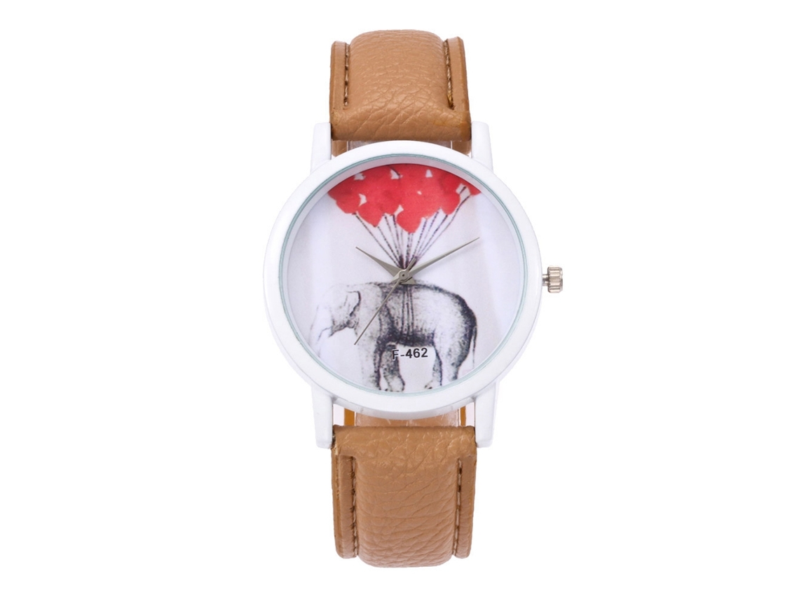 Relógio de Pulso Feminino Analógico de Quartzo com Pulseira Pu Estilo Fashion (bege)