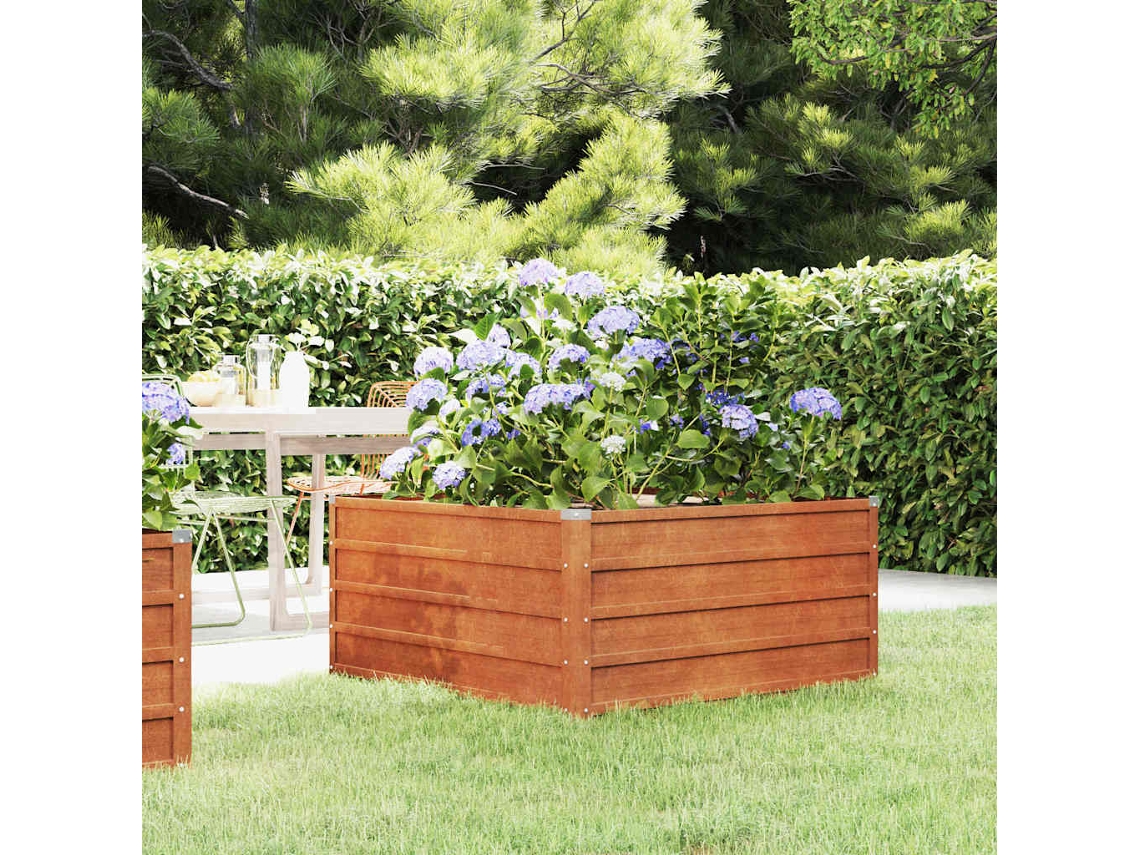 Vidaxl Canteiro De Jardim 100x100x45 Cm Aço Corten Cor Enferrujado