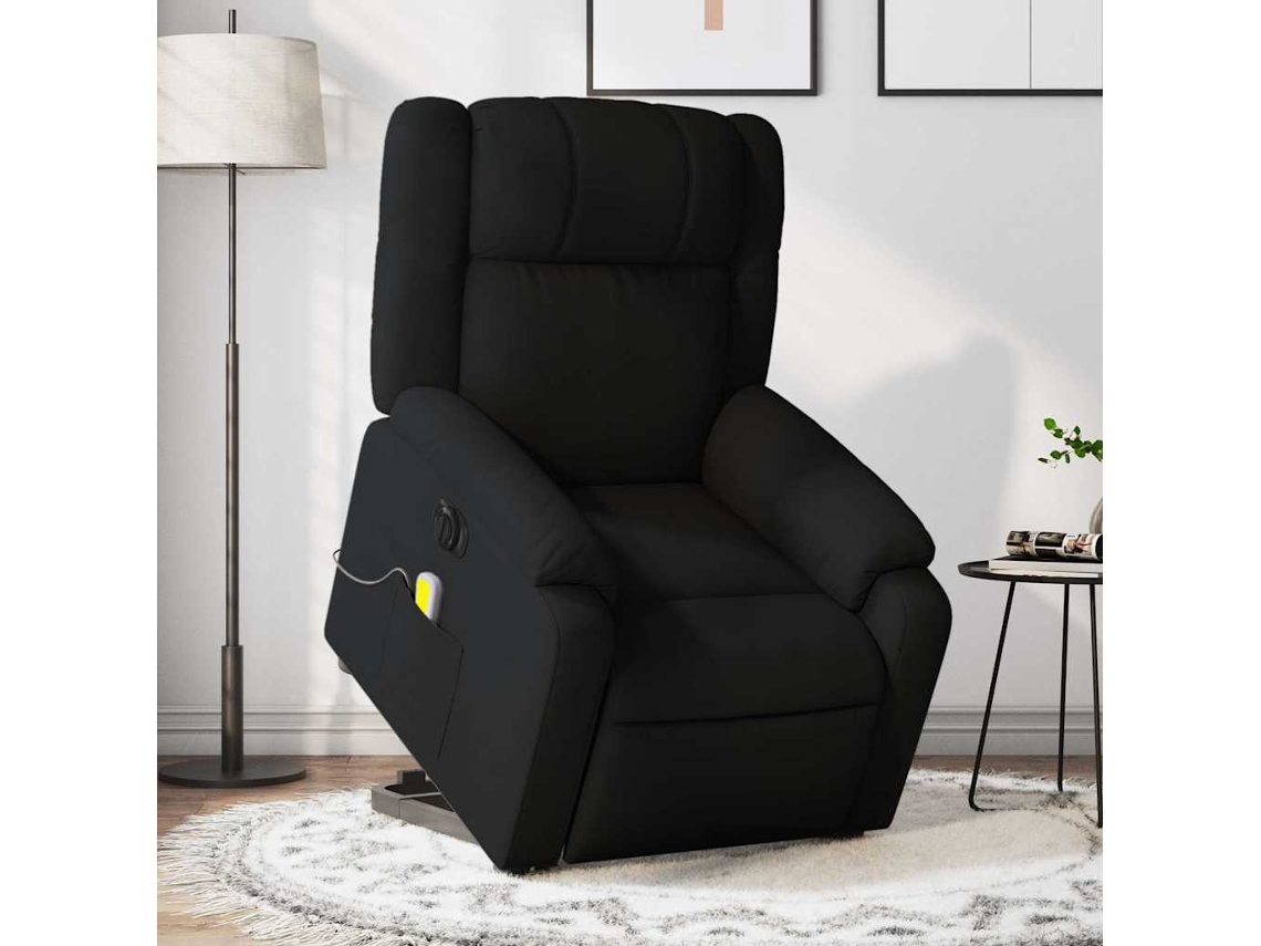 Vidaxl Poltrona Elétrica Elevatória Massagens Tecido Preto