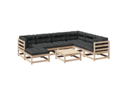 Conjunto 8 Sofás de Jardim com Almofadões Pinho VIDAXL Maciço