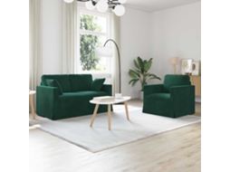 Vidaxl Conjunto De Sofás 2 Unid. Verde Escuro Veludo
