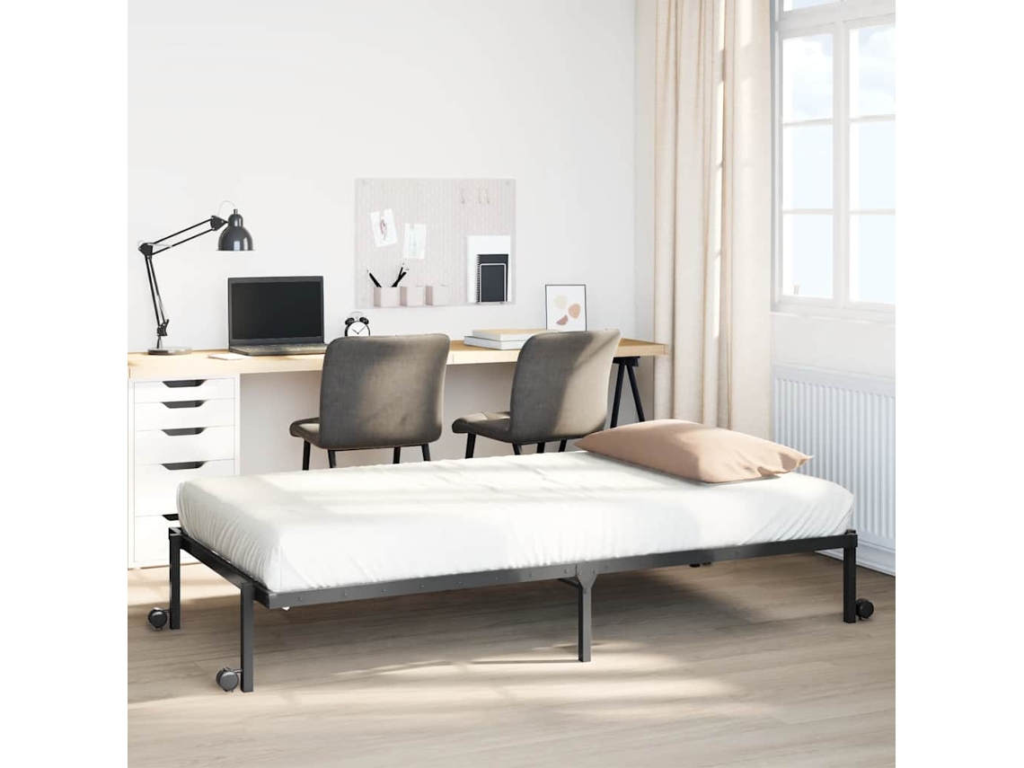 Vidaxl Estrutura De Cama Sem Colchão Dobrável 107x203 Cm Aço Preto