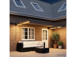 Vidaxl Toldo Retrátil Manual Com Leds Cinzento-acastanhado