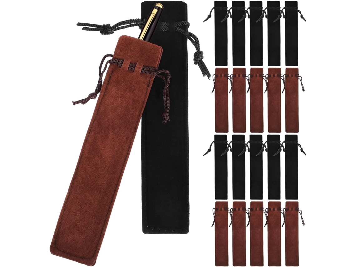Nuobesty 50 Estojos De Veludo Para Canetas Com Fecho De Cordão, Leves E Práticos Para Canetas