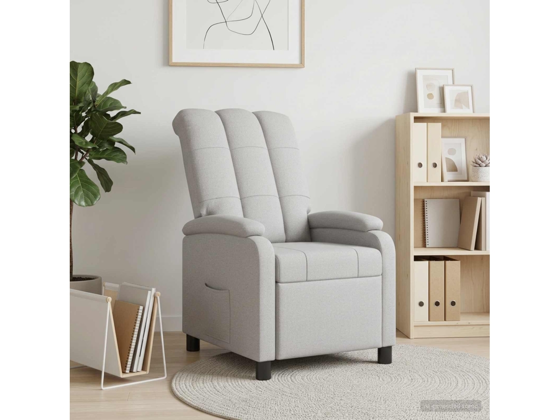 Vidaxl Reclinável Cinza Nuvem Tecido