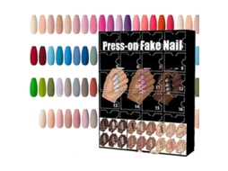 Calendário De Adviento De Unhas Postiças Natalino 24 Dias Presente Para Mulheres Com Designs Variados B