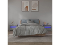 Vidaxl Mesas De Cabeceira Com Leds 2 Pcs 60x35x40 Cm Sonoma Cinza
