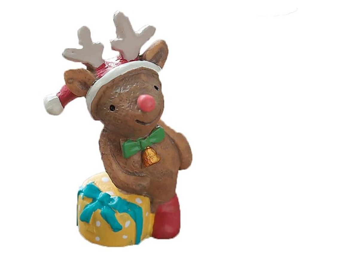 Adornos de Natal miniatura em resina, veado fofo para mesa