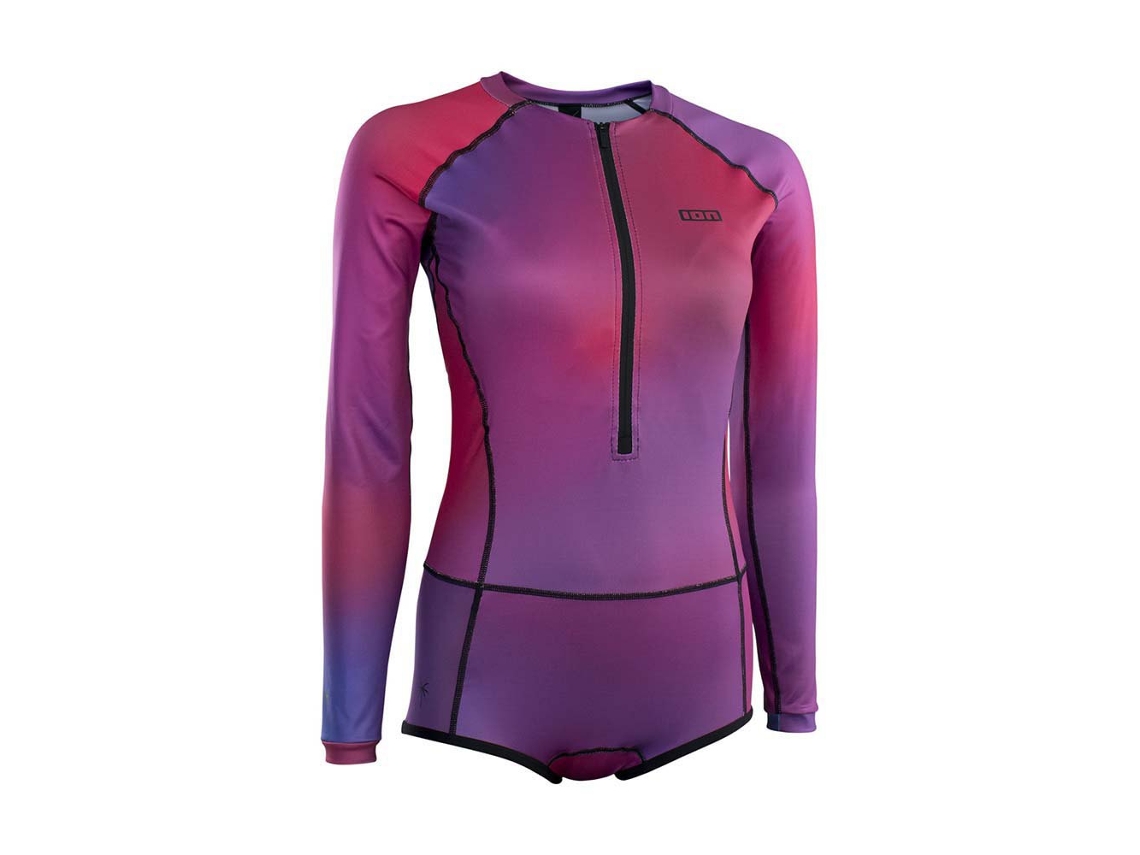 Rashguard Manga Longa Meio Zíper Bottoms Roxo Rosa Xsion