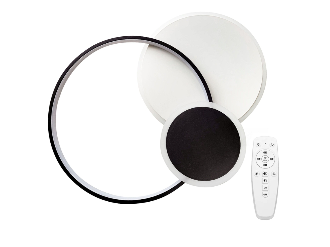 Lâmpada De Teto Rea App1709-c Black Led +remote Control