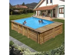 Piscina de Aço GRE Imitação de Madeira Natural (620x420x136 cm)