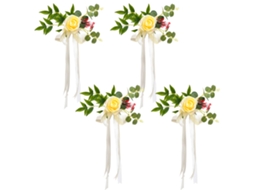 Laxiscreed Bouquet De Flores Amarelas Artificiais Para Cadeiras De Casamento E Decoração