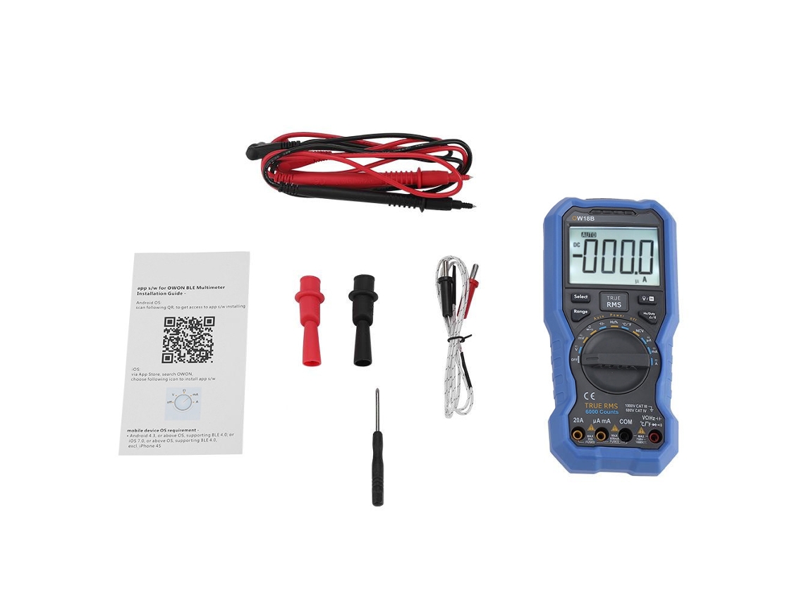 Kit Ow18b Multímetro Digital Bluetooth com Registrador de Dados e Termômetro