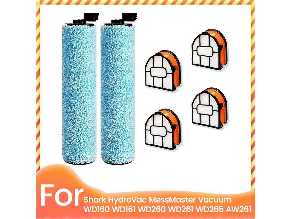 6pcs Roller Brush And Filter Replacement For Shark Wd161 Wd261 Aw261 Wd101 Aw302 Wd201 Wet Dry Vacuum Attachment