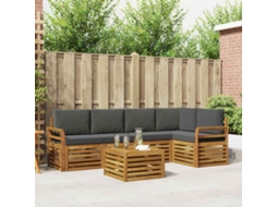 Vidaxl Conjunto De Sofás Para Exterior 6 Unid. Natural E Antracite
