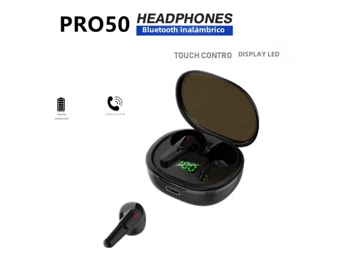 Fones De Ouvido Esportivos Sem Fio Bluetooth Com Visor De Led E Microfone, Design Intra-auricular E Controle De Volume.