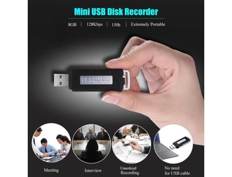 Gravador De Voz De Áudio Usb De 8 Gb Gravador Digital Leitor Homgeek