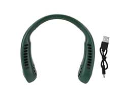 Ventilador de Cuello Portátil, Recargable, Silencioso, Verde, 3 Velocidades y Sin Aspas S/MARCA