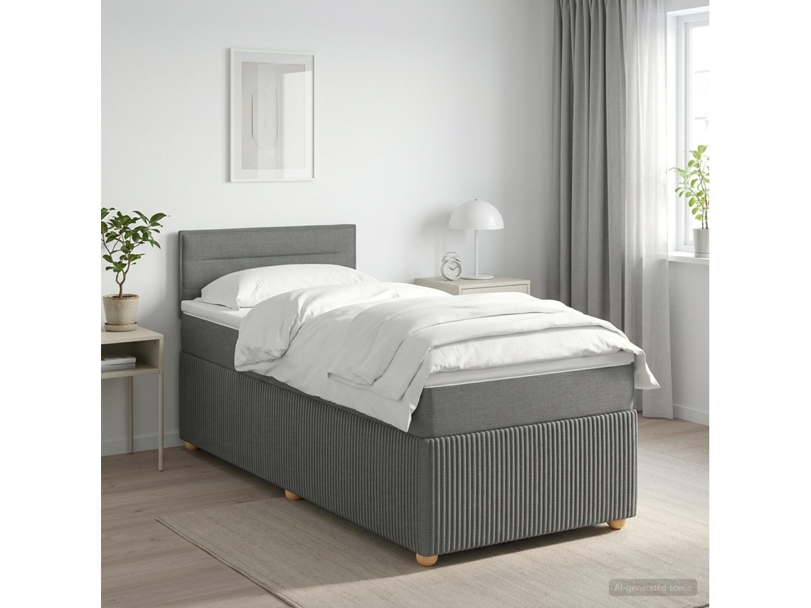 Vidaxl Cama Box Spring Com Colchão Cinzento-escuro 90 X 190 Cm Tecido