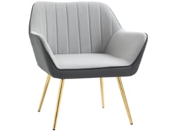 Poltrona Couro Pu e Poliéster Cor Cinzento 64x62x72,5 cm Homcom