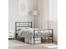 Vidaxl Estrutura De Cama Com Cabeceira E Pés 80x200 Cm Metal Preto