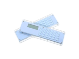 Conjunto de calculadora Beaupretty com 2 peças e régua dupla azul, calculadora de plástico compacta e portátil para salas de aula.