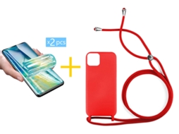 Pack 2 x Película de Hidrogel + Capa SKYHE Apple iPhone 16 Pro Max Gel Rope Vermelho