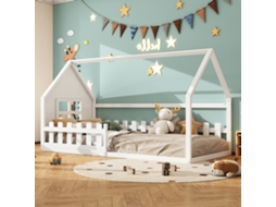 Cama Infantil Em Pinho Branco 90x200 Cm