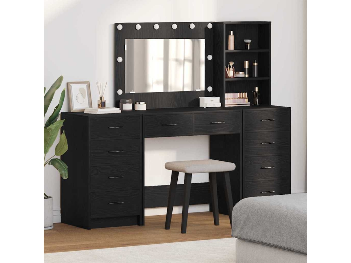 Vidaxl Mesa De Vestir 3 Unid. Carvalho Preto 78,5 X 41 X 135 Cm