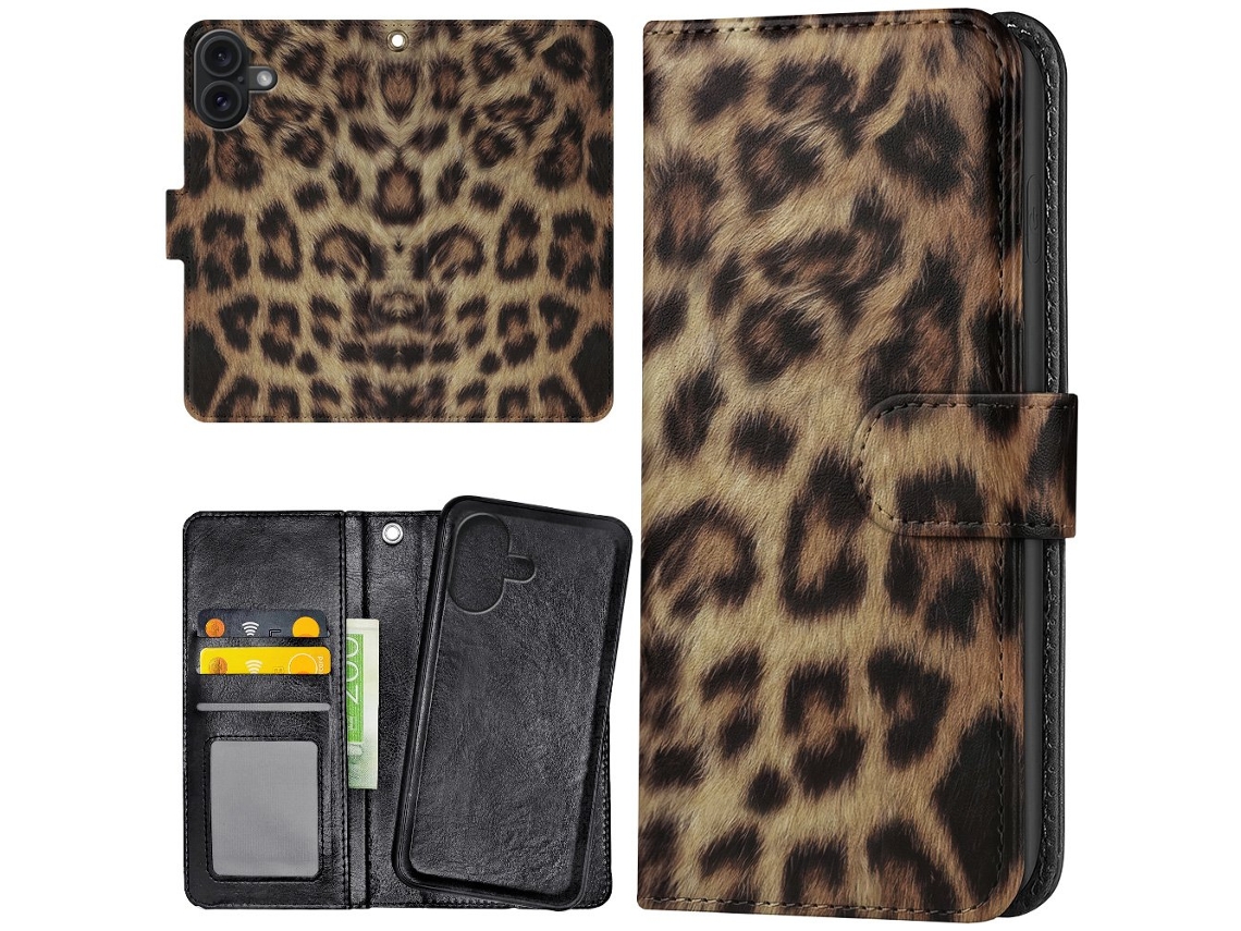 Capa Carteira Para Iphone 17 Com Estampa De Leopardo