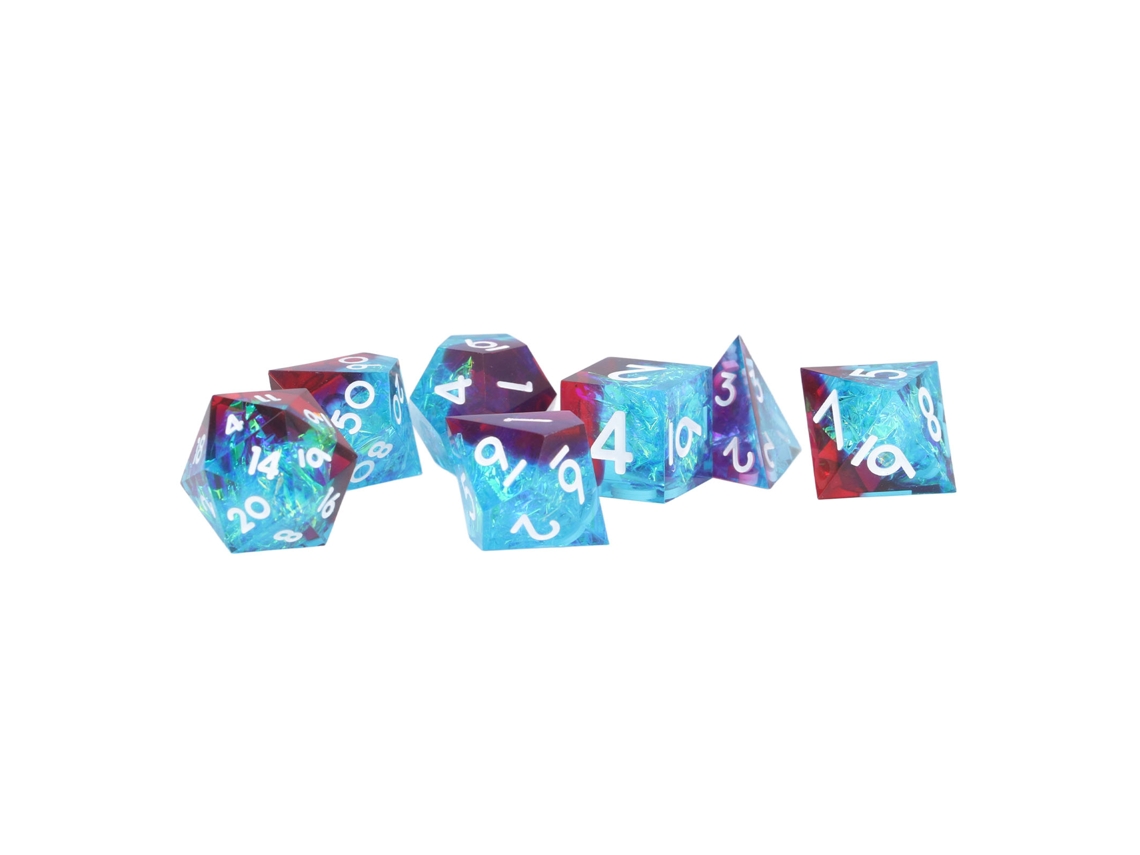 Primerox conjunto de Dados Poliédricos de Resina com Bordas Nítidas 7pcs para Jogos de Tabuleiro Rpg