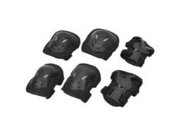 Conjunto de proteção para patins de rodas adulto, incluindo Joelheiras, cotoveleiras e luvas, preto reforçado AQUAFORGE