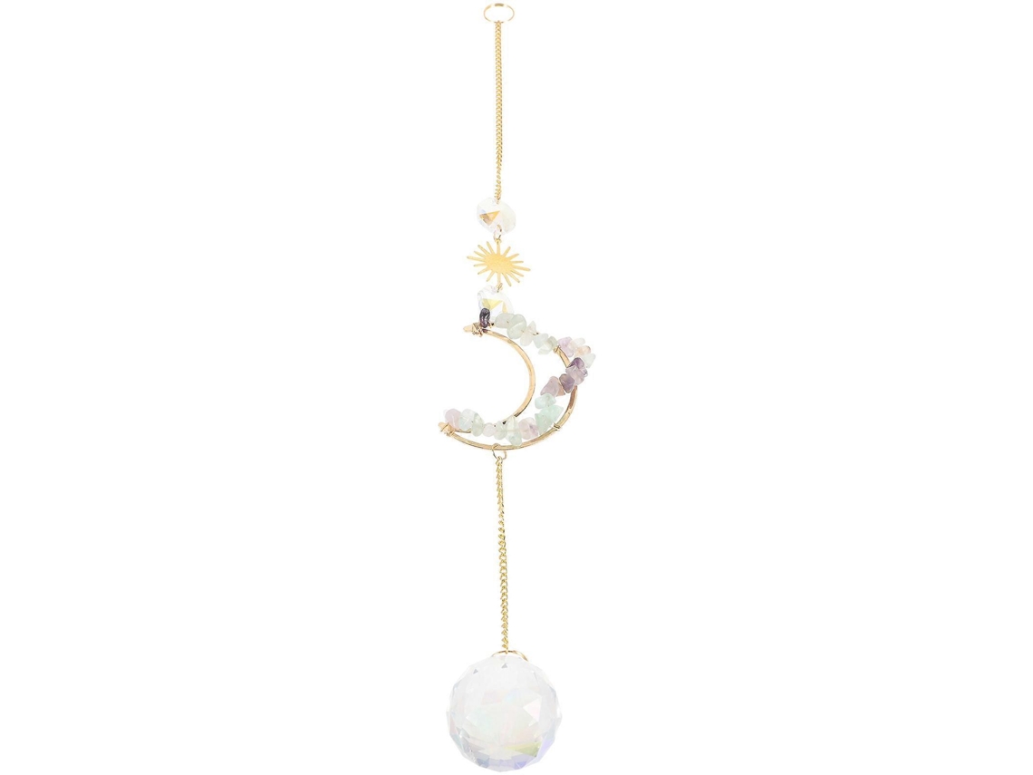 Sino De Vento De Cristal Em Formato De Lua, Apanhador De Sol Com Cores Vibrantes Do Arco-íris, Decorativo Para Pendurar Em Casa E Em Festas.