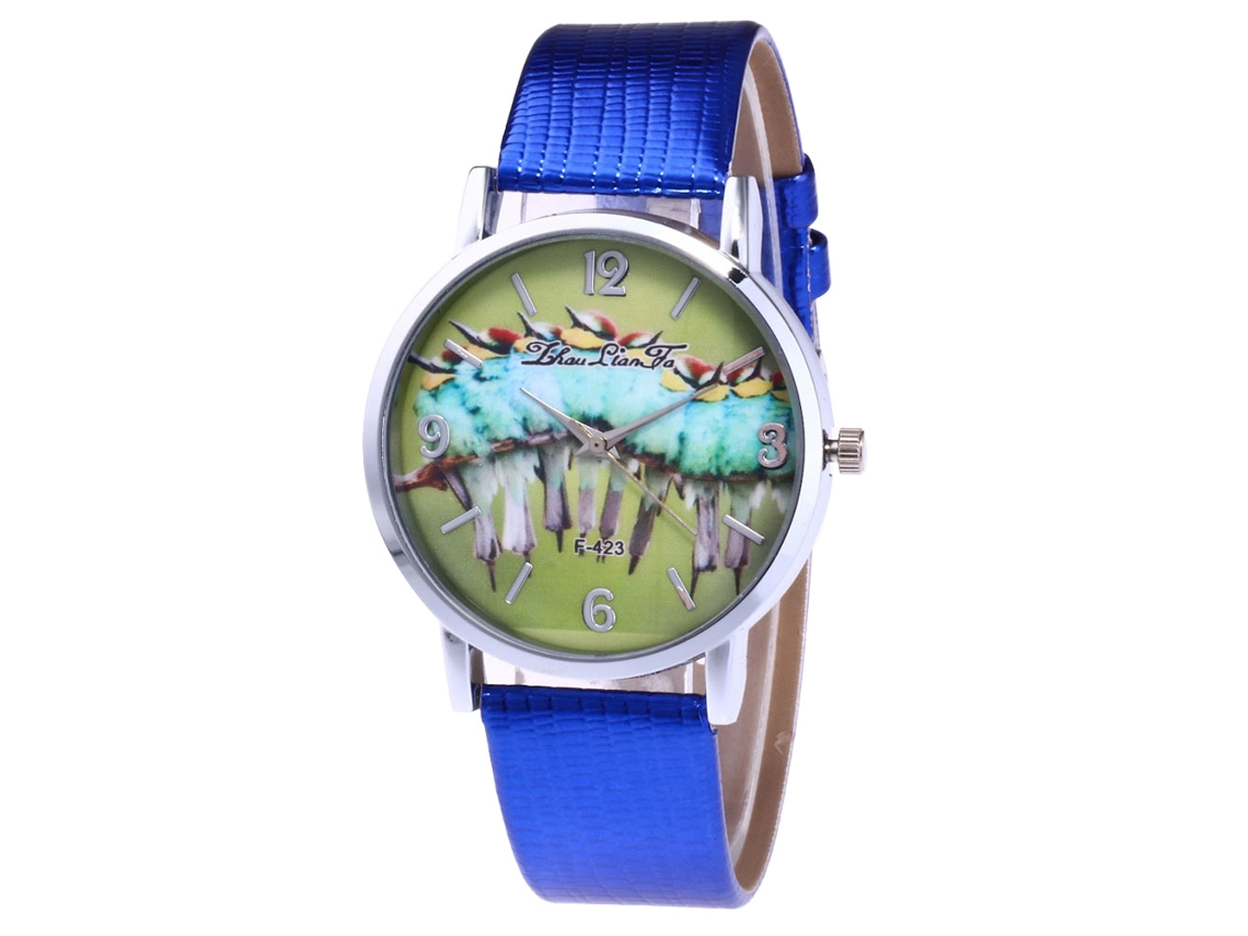 Reloj Fashion Zhoulianfa F-423x Cuero Patrón Cocodrilo Azul De Mujer Quartz
