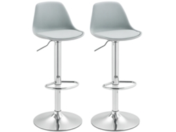 Conjunto De 2 Banquinhos, Cadeiras De Bar, Cadeiras Giratórias Com Encosto, Ajuste Em Altura, Carregáveis Até 120 Kg, 42 X 38 X 82-104 Cm, Cinza Kd